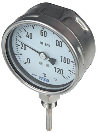 Exemplarische Darstellung: Bimetallthermometer senkrecht ohne Schutzrohr, Chemieausführung